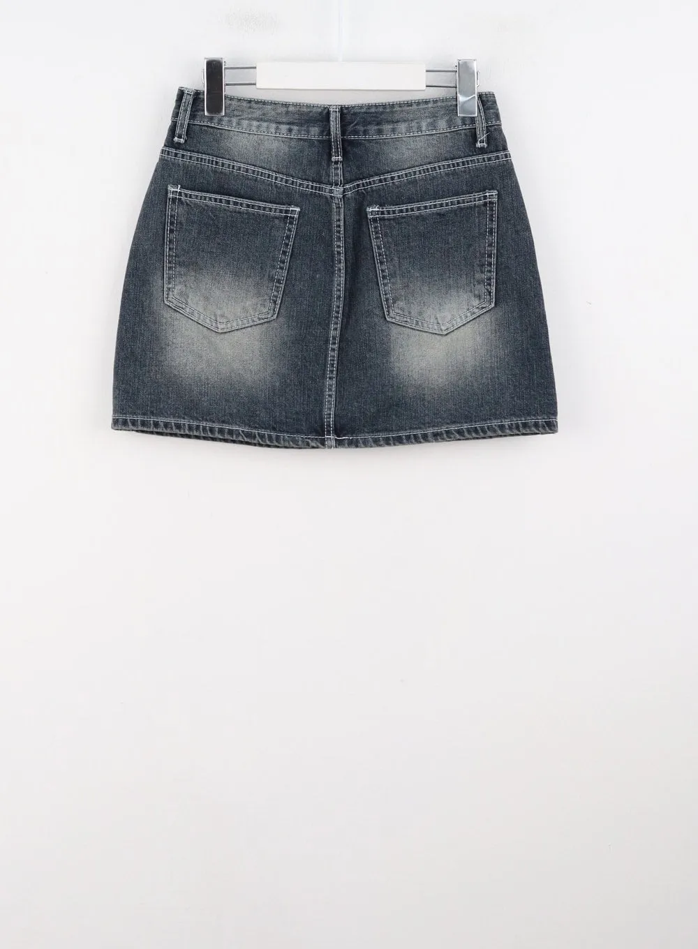 Washed Denim Mini Skirt IS301