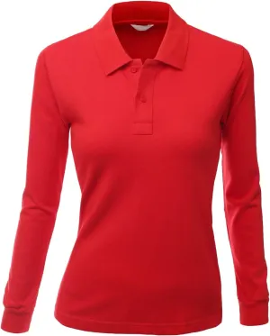 Women's Luxurious Solid Long Sleeves PK Polo Shirt