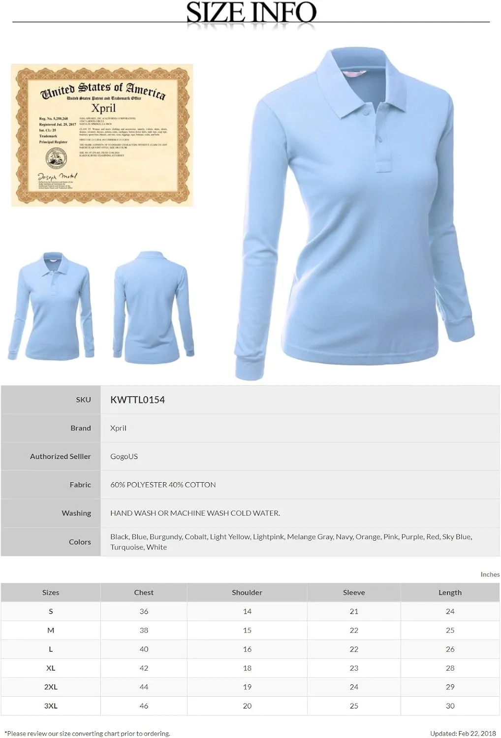 Women's Luxurious Solid Long Sleeves PK Polo Shirt