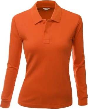 Women's Luxurious Solid Long Sleeves PK Polo Shirt