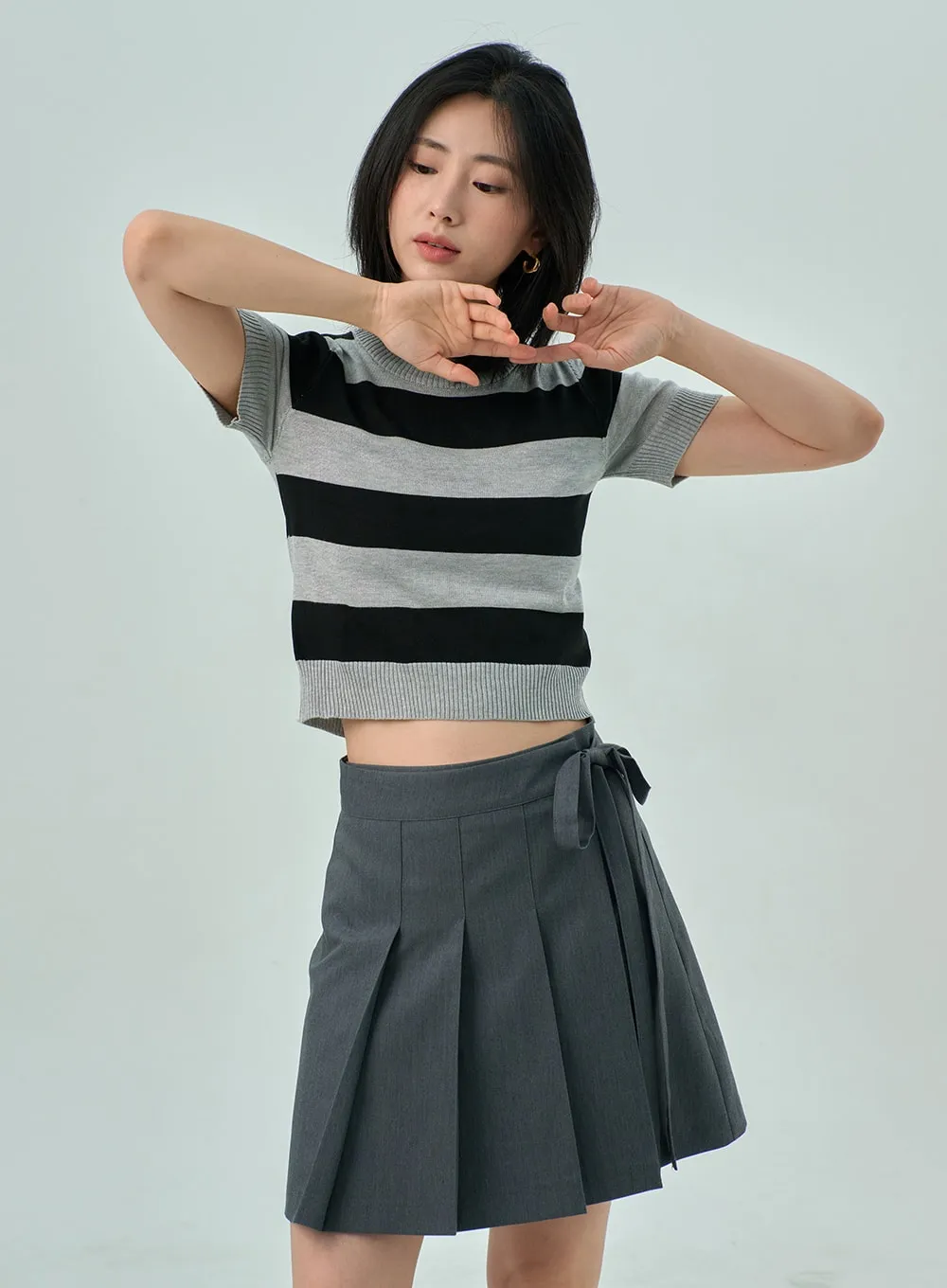 Wrapped Pleated Mini Skirt OY315